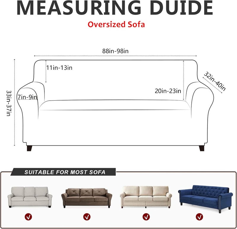 molasofa Oversized Sofa Cover for Home Décor, Soft 3 Cushion Couch Cover for Sofa, Leather-Like Spandex Slipcover. 1-Piece Couch Cover for Dogs and Cats (Oversized Sofa,Dark Gray) - Image 3